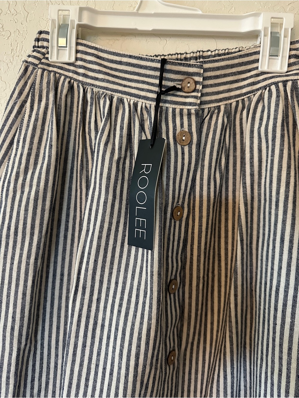 Roolee Navy and White Striped Button-Front Skirt - Picture 1 of 3